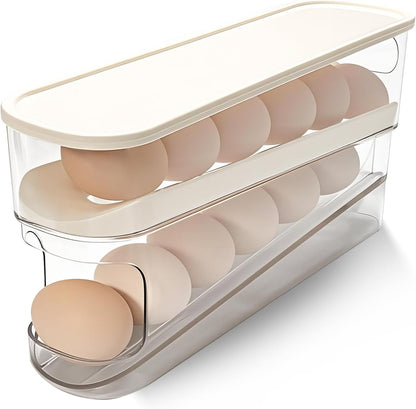 Rolling Egg Holder for Fridge – Automatic Egg Dispenser & Storage Tray for Kitchen & Countertop