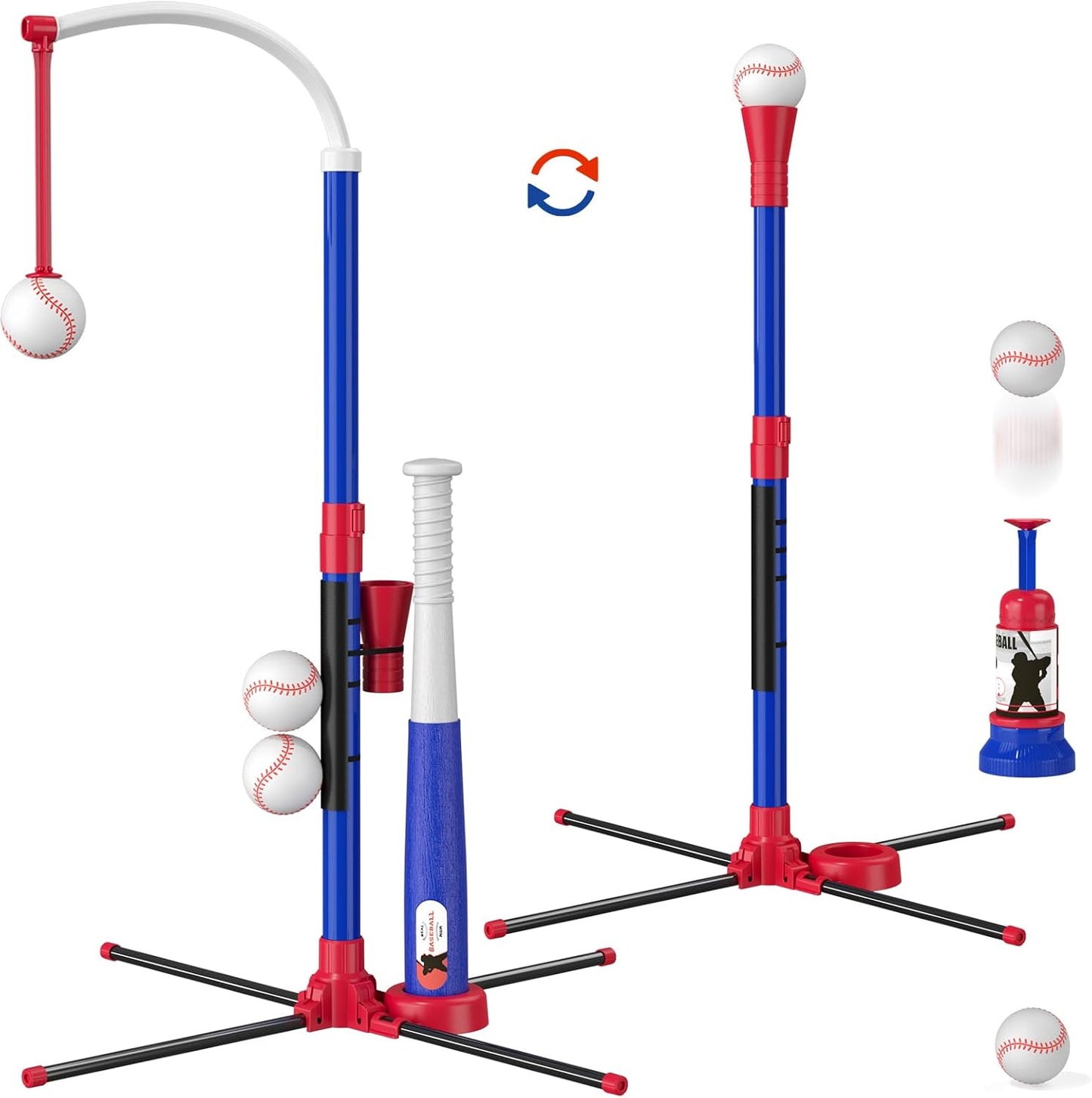 HYES 3-in-1 Kids Baseball Training Set – Auto Pitching Machine, Tee Ball & Hanging Practice Kit