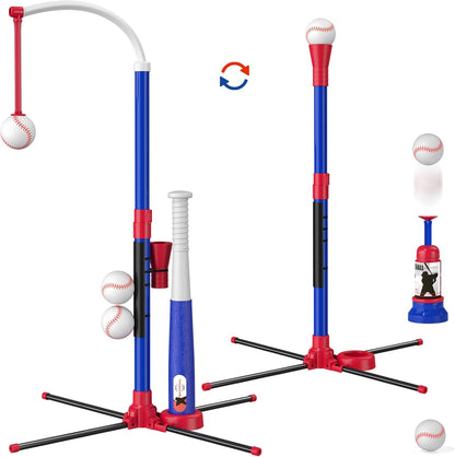 HYES 3-in-1 Kids Baseball Training Set – Auto Pitching Machine, Tee Ball & Hanging Practice Kit