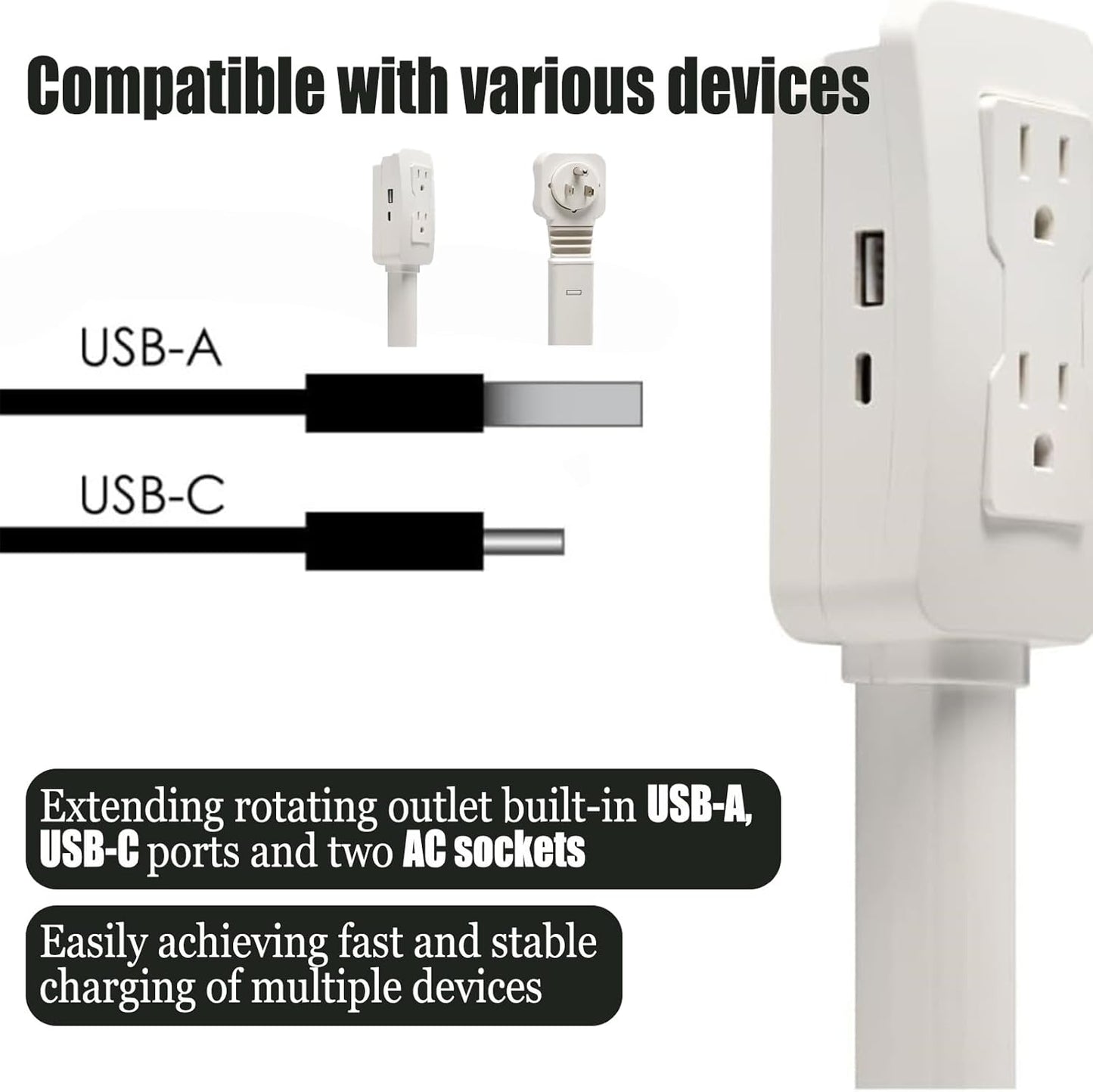 FlexCharge Rotating Outlet Extender