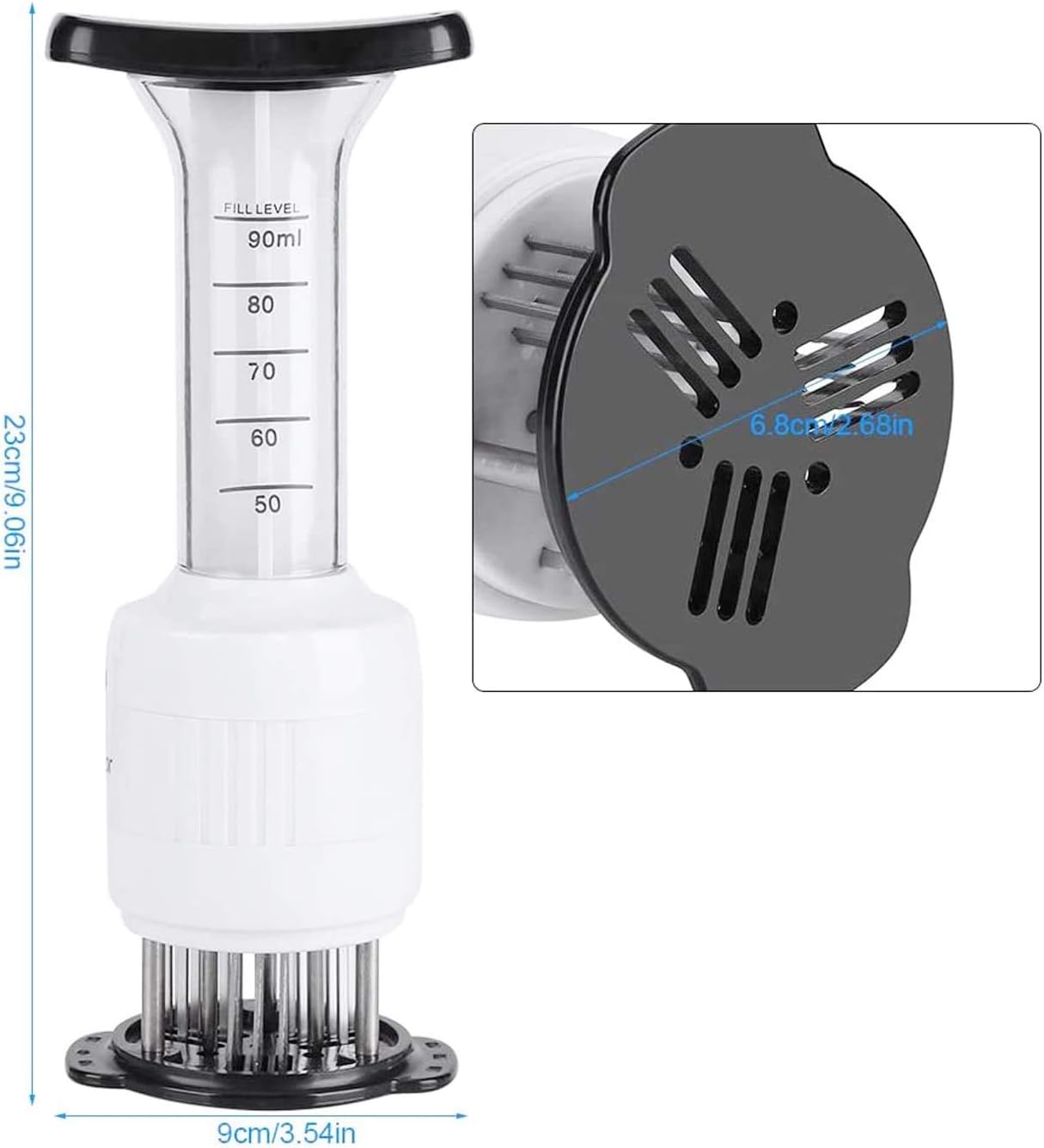 Stainless Steel Sharp Needle Blades Meat Injector 2 in 1