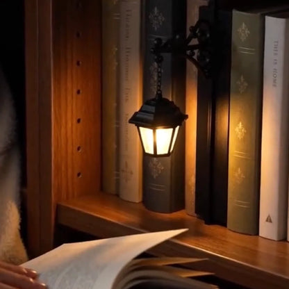 Vintage Bookshelf Lantern Light