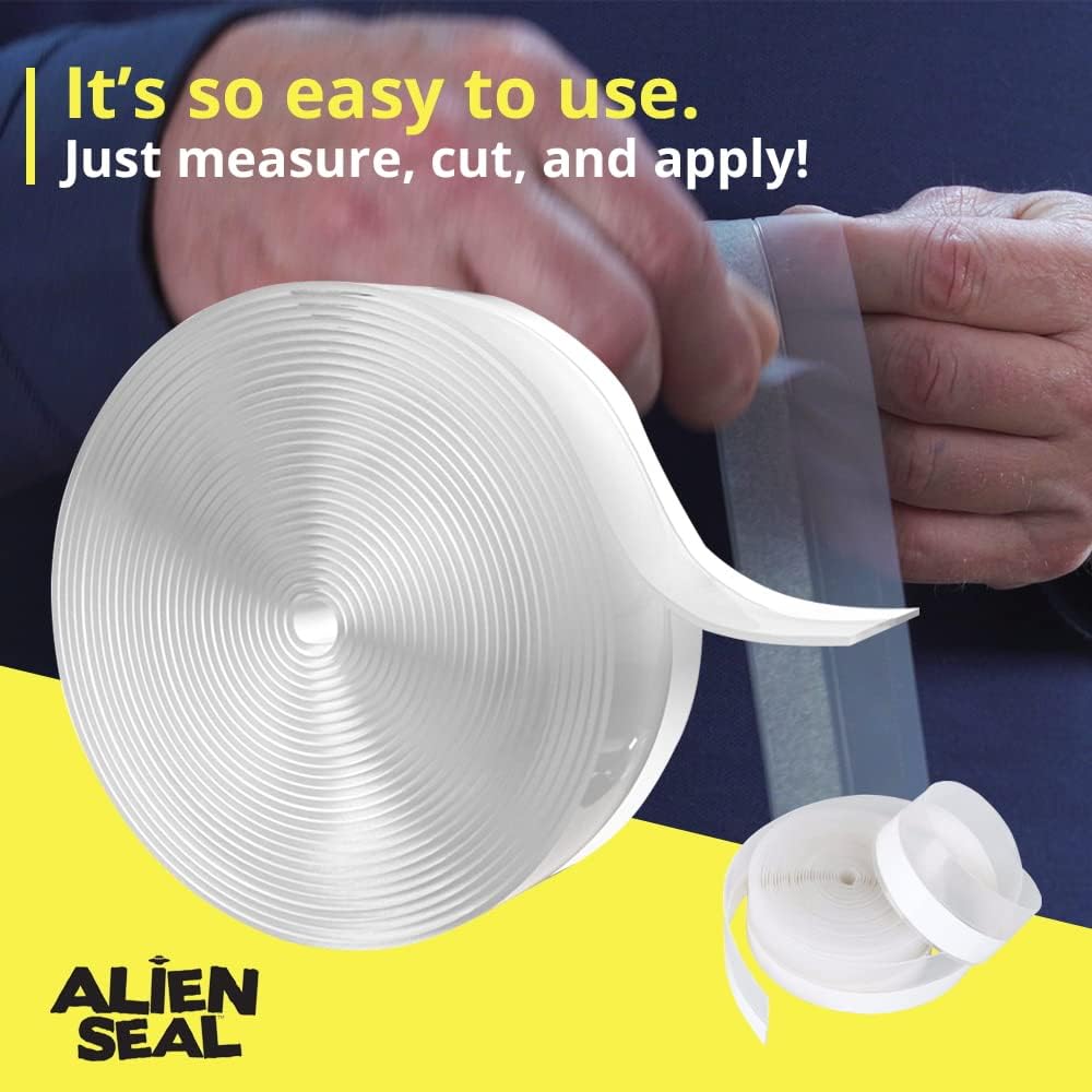 Alien Draft Seal – 49 ft Set of Adhesive & Flexible Flaps for Doors and Windows, Anti-Draft Weather Stripping (As Seen on TV)