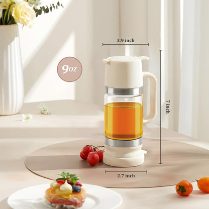 Aelga Glass Honey Dispenser Pot, No-Drip Honey Jar with Lid, 9 oz Capacity, Elegant White Design