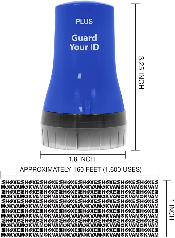 Guard Your ID Wide Advanced Roller – Identity Theft Protection Stamp for Mail, Bills & Shipping Labels (3-Pack, Blue) | As Seen on TV