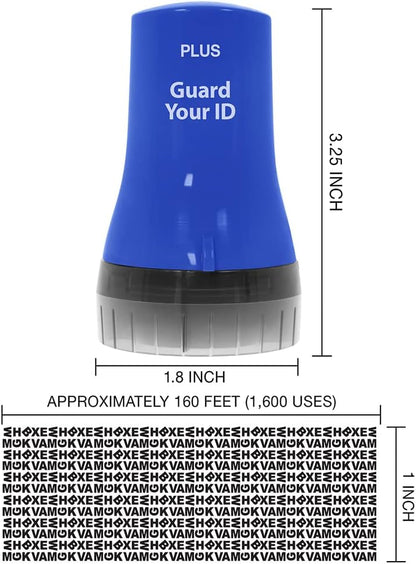 Guard Your ID Wide Advanced Roller – Identity Theft Protection Stamp for Mail, Bills & Shipping Labels (3-Pack, Blue) | As Seen on TV