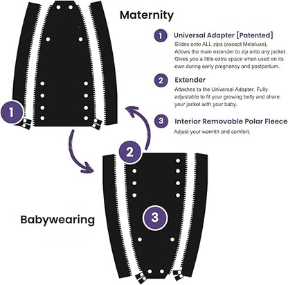 MakeMyBellyFit Universal Jacket Extender for Maternity & Babywearing, Fits Most Zippers, One-Size, Black