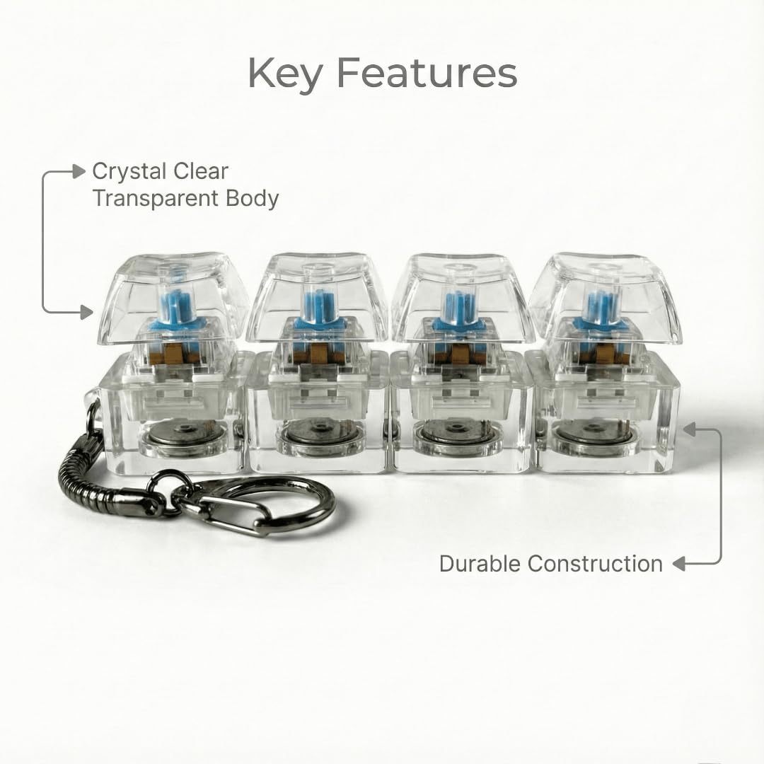LED Keyboard Fidget Keychain – 4-in-1 Mechanical Click Toy