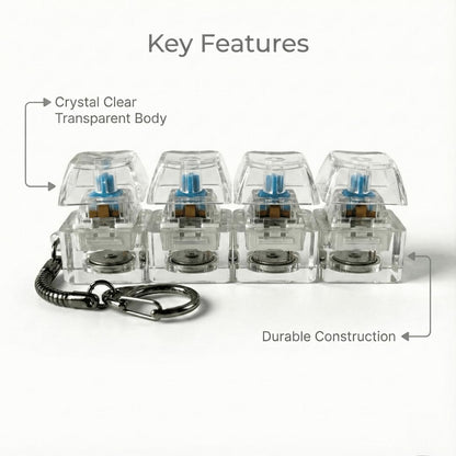 LED Keyboard Fidget Keychain – 4-in-1 Mechanical Click Toy