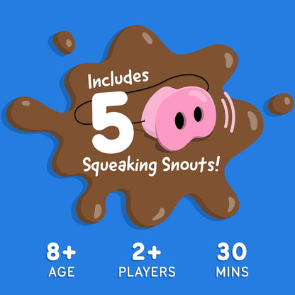 Snort Funny – The Oinkcredible “You Laugh You Lose” Party Game | Family & Friends Game with 150 Challenge Cards, 5 Pig Snouts & Mud Tokens | 4–8 Players, Ages 8+