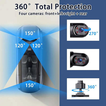 360° 4-Channel 1080P Dash Cam with IR Night Vision & 128GB Card
