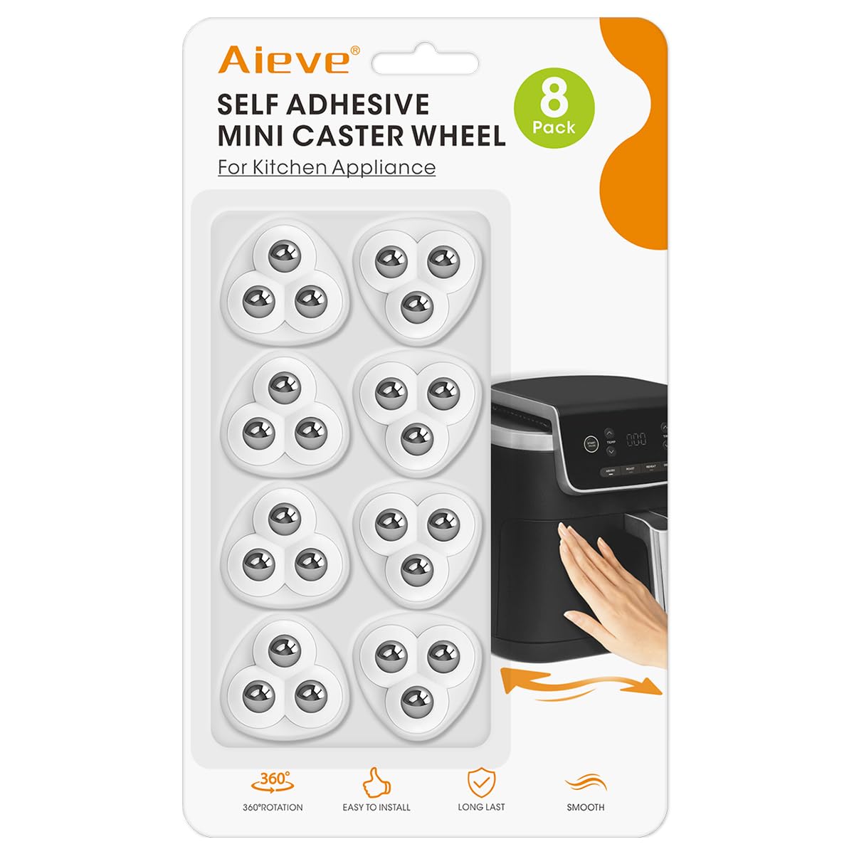 Self-Adhesive Mini Caster Wheels – 360° Appliance Sliders (8 Pack)