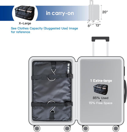 Grand Fusion Stow-N-Go Packing Organizer – Hanging Travel Shelves for Luggage Black - XL