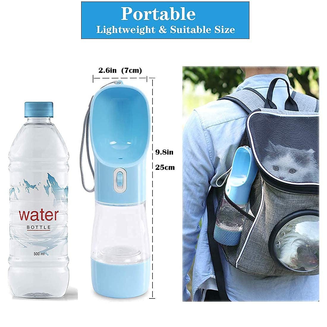 3-in-1 Portable Dog Water & Food Bottle