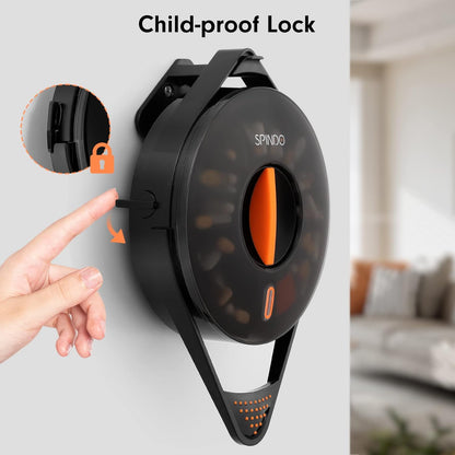 Fullicon Pill Dispenser with 14 Large Compartments & Child-Proof Lock