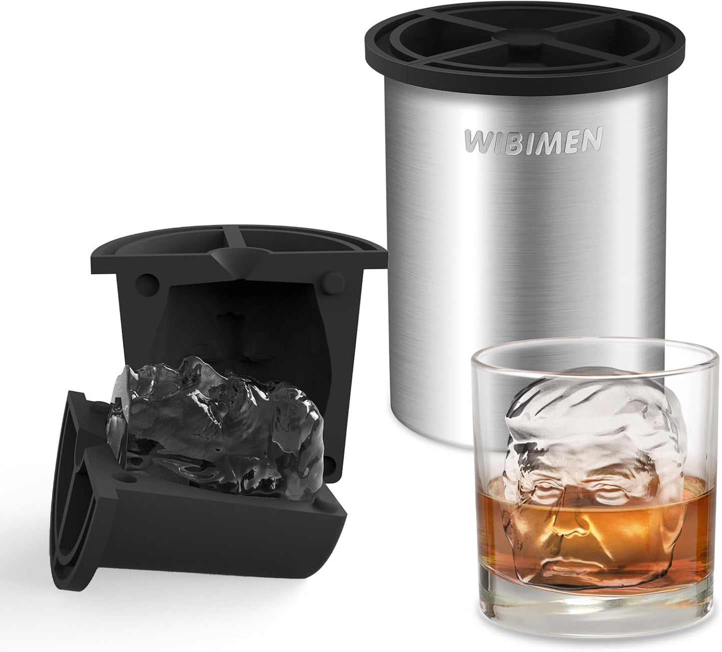 Clear Ice Cube Maker – 2" Stainless Steel Mold for Whiskey, Bourbon, and Cocktails | Easy-Release Ice Ball Maker, Perfect Gift for Men
