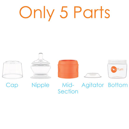 PopYum 5oz Anti-Colic Formula Mixing Baby Bottles, Pink, 2-Pack with #1 Slow Flow Nipples, BPA-Free, Natural Latch (150ml)
