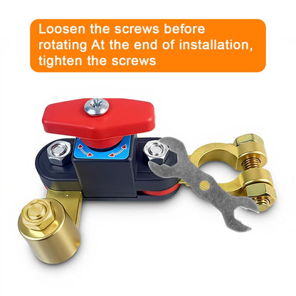 Car Battery Shut-Off Switch – Knob-Control Battery Disconnect with Pure Copper Terminals for 12V/24V Vehicles, RVs, Boats, Trucks, and Off-Road Applications