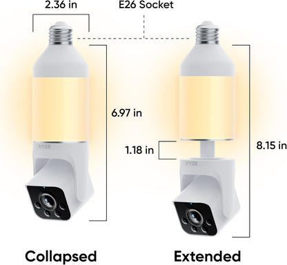 Bulb Cam Security Camera – 2K HD Smart Light Bulb Camera with Motion Detection & Night Vision