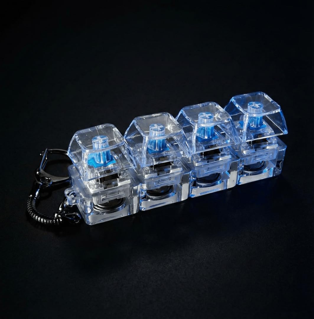 LED Keyboard Fidget Keychain – 4-in-1 Mechanical Click Toy