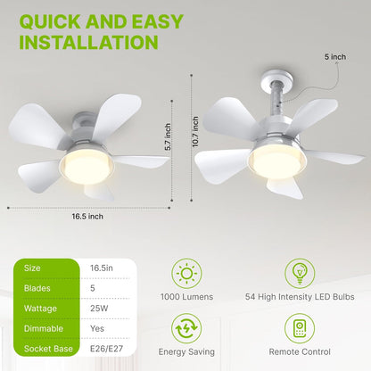 Socket Fan Light – 2-in-1 Ceiling Fan with Integrated Light and Remote Control