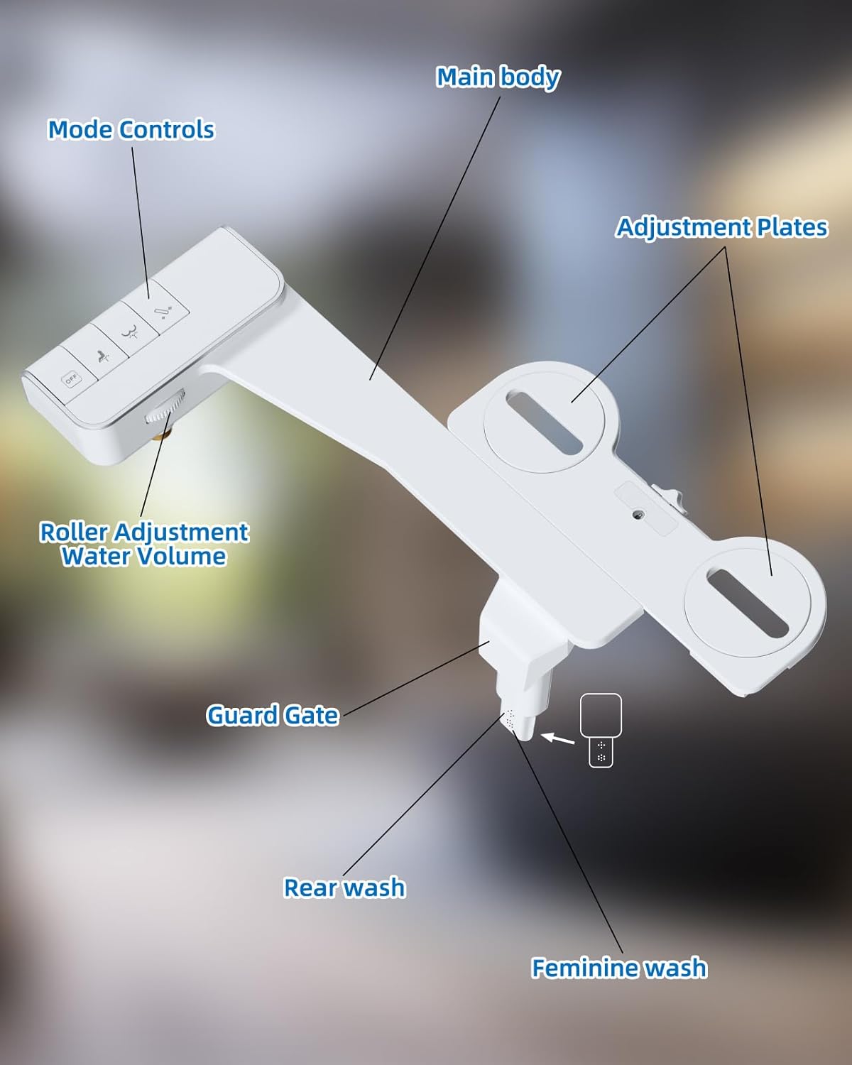 Hibbent Non-Electric Bidet Toilet Attachment – Dual Nozzle Fresh Water Bidet for Rear & Feminine Wash, Adjustable Water Pressure Control, Self-Cleaning Sprayer, Easy Install, White