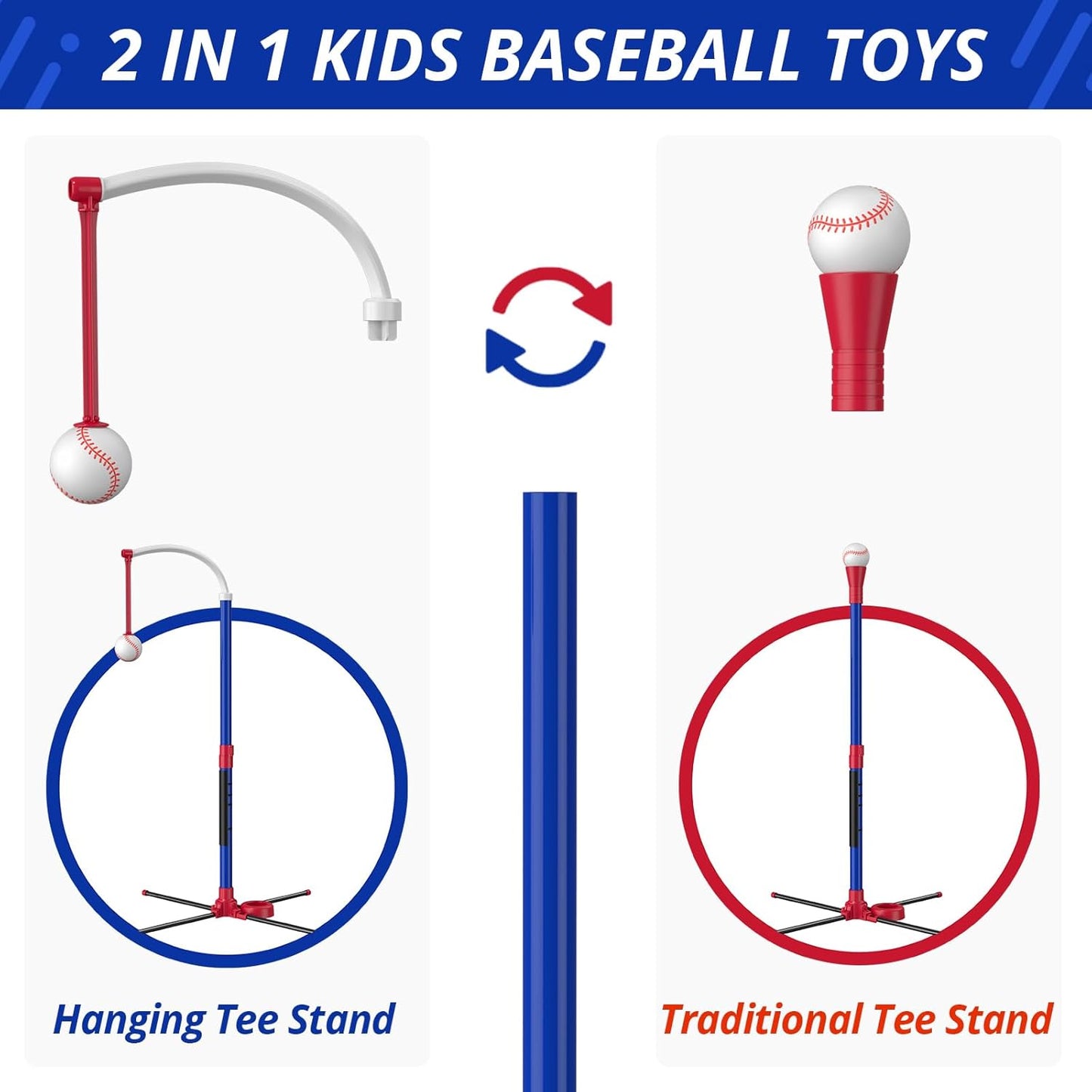HYES 3-in-1 Kids Baseball Training Set – Auto Pitching Machine, Tee Ball & Hanging Practice Kit