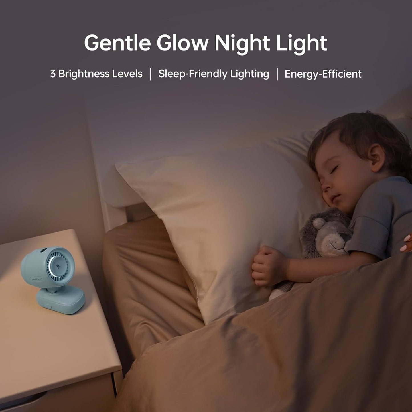 Baby Stroller Fan – Portable Mini Fan with 38H Battery, Night Light & Detachable Design (Blue)