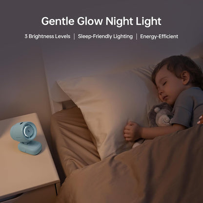 Baby Stroller Fan – Portable Mini Fan with 38H Battery, Night Light & Detachable Design (Blue)