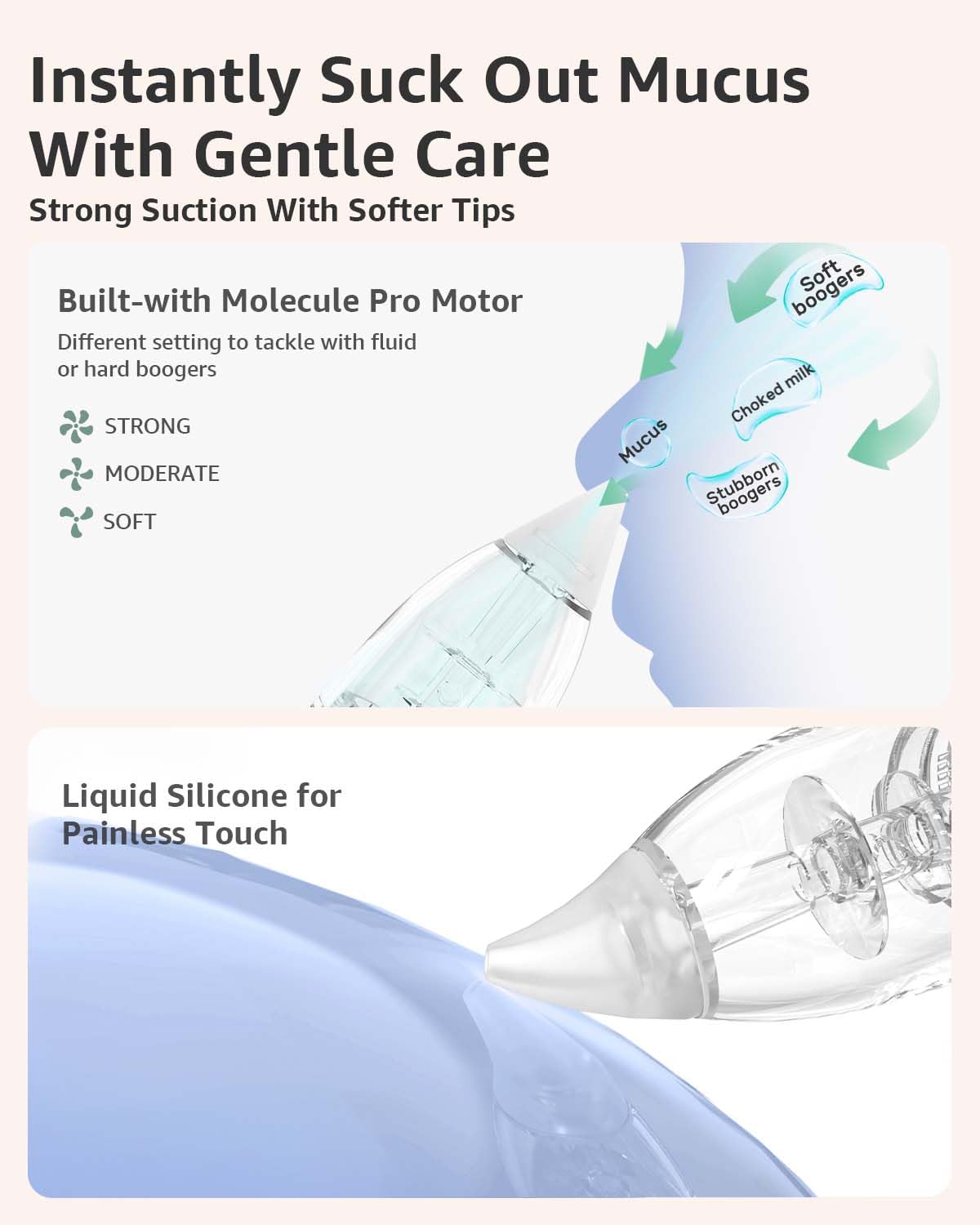 Electric Baby Nasal Aspirator – Gentle Nose Cleaner with Music & Light