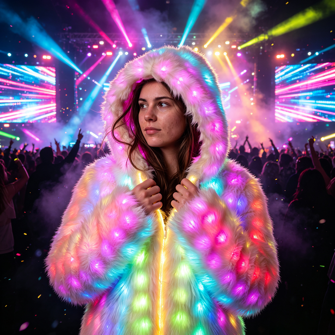 LumiFuzz LED Light-Up Festival Coat