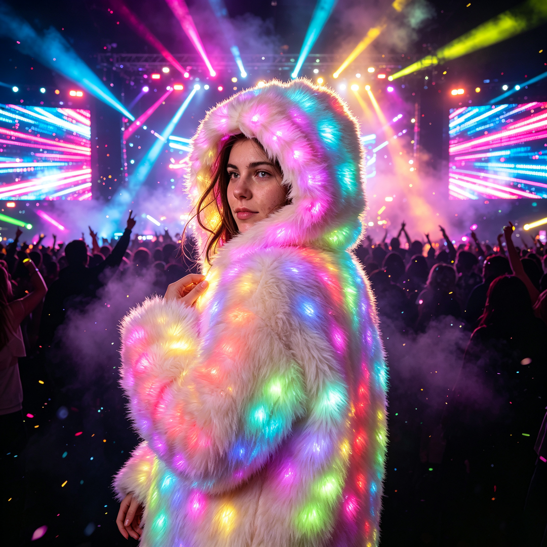 LumiFuzz LED Light-Up Festival Coat
