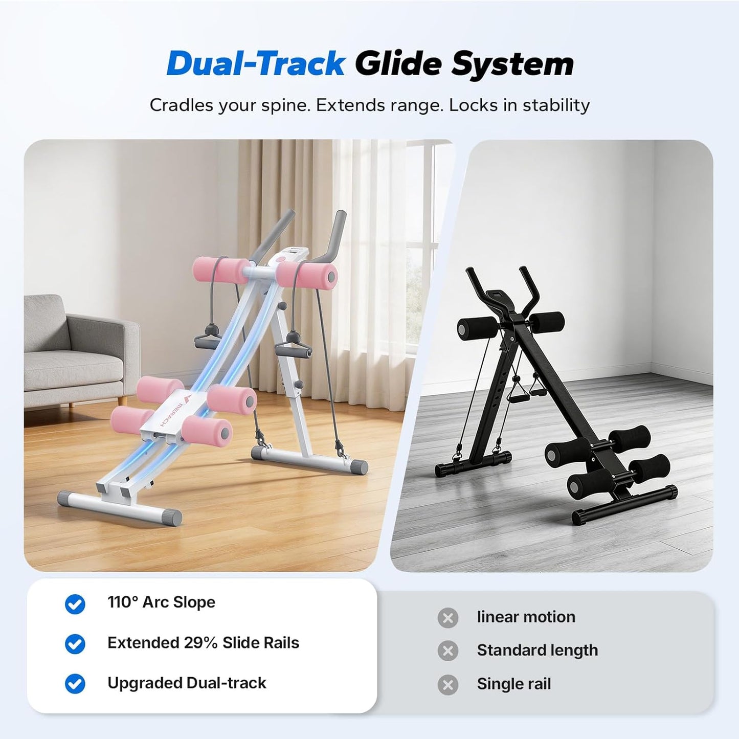 Dual Track Ab Machine – Adjustable Foldable Ab Trainer for Home Gym