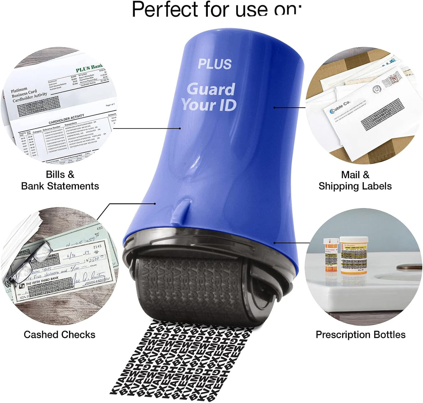 Guard Your ID Wide Advanced Roller – Identity Theft Protection Stamp for Mail, Bills & Shipping Labels (3-Pack, Blue) | As Seen on TV