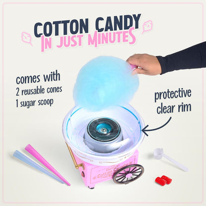 SweetSpin Cotton Candy Maker – Countertop Cotton Candy Machine with Reusable Cones & Sugar Scoop