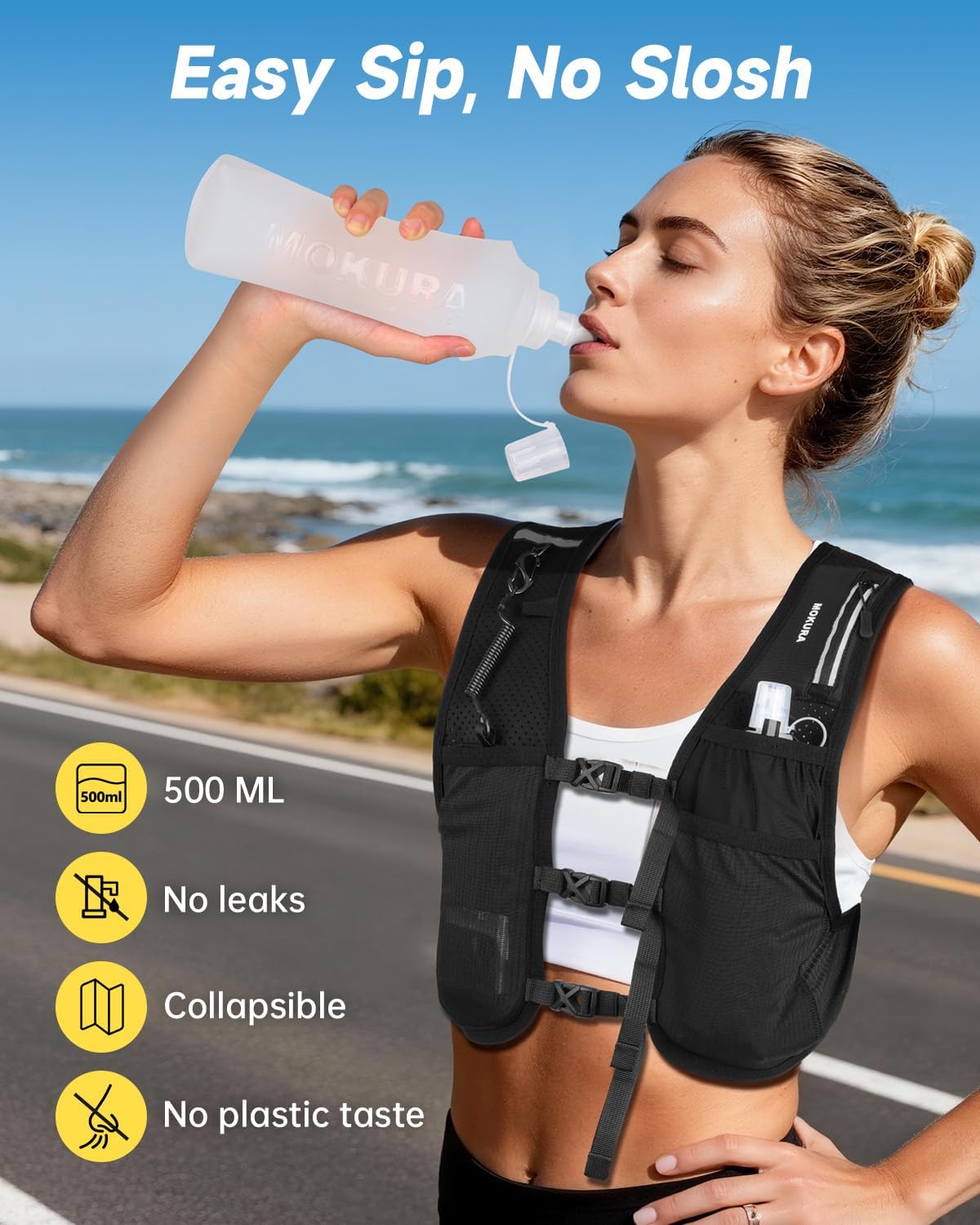 HydraSprint Running Vest – Lightweight Hydration Vest with Water Flask & Multi-Pocket Storage