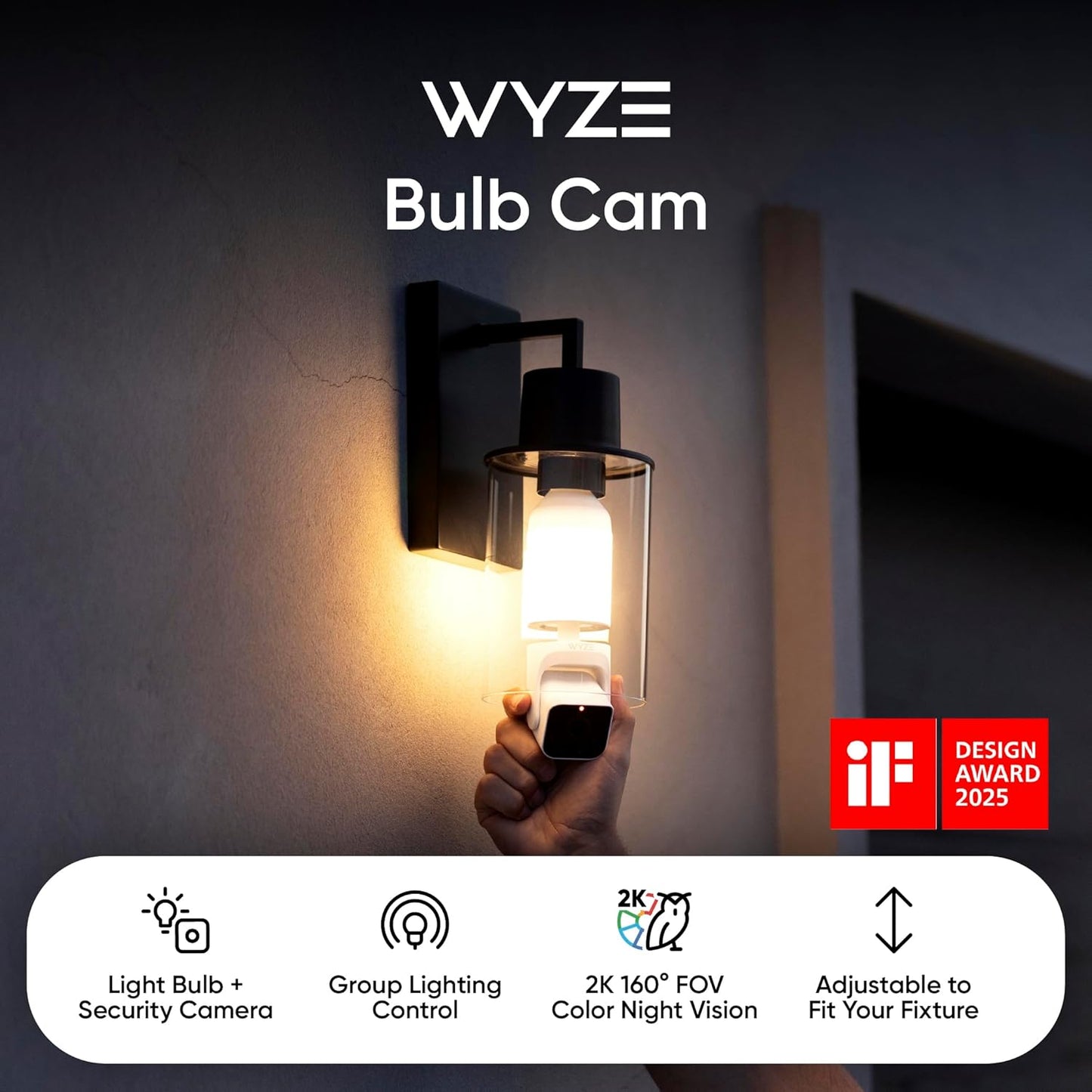 Bulb Cam Security Camera – 2K HD Smart Light Bulb Camera with Motion Detection & Night Vision
