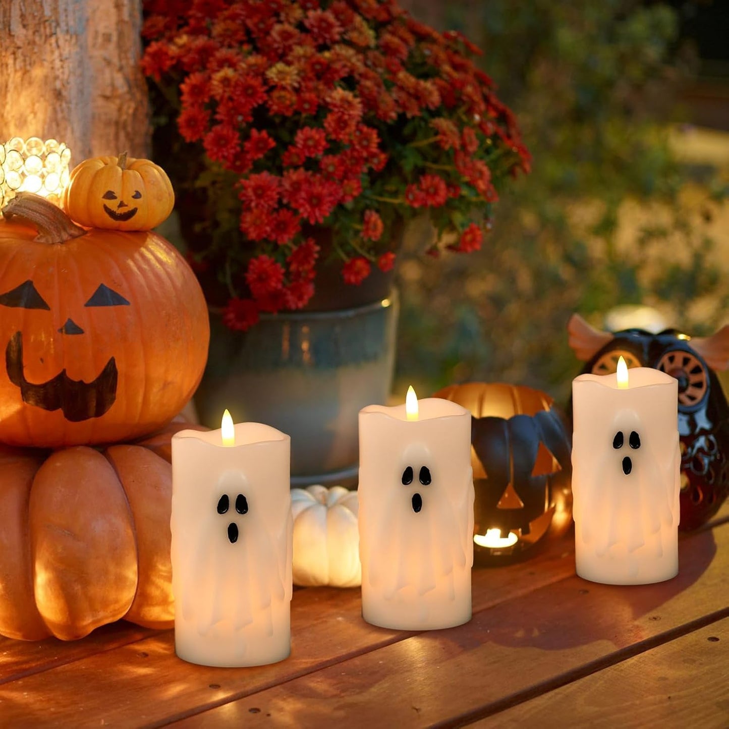 BooGlow Ghost Flameless Halloween Candles