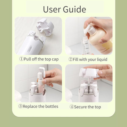 4-in-1 Travel Pump Bottle,Cosmetic Container/Dispenser for Travel(Key Lime