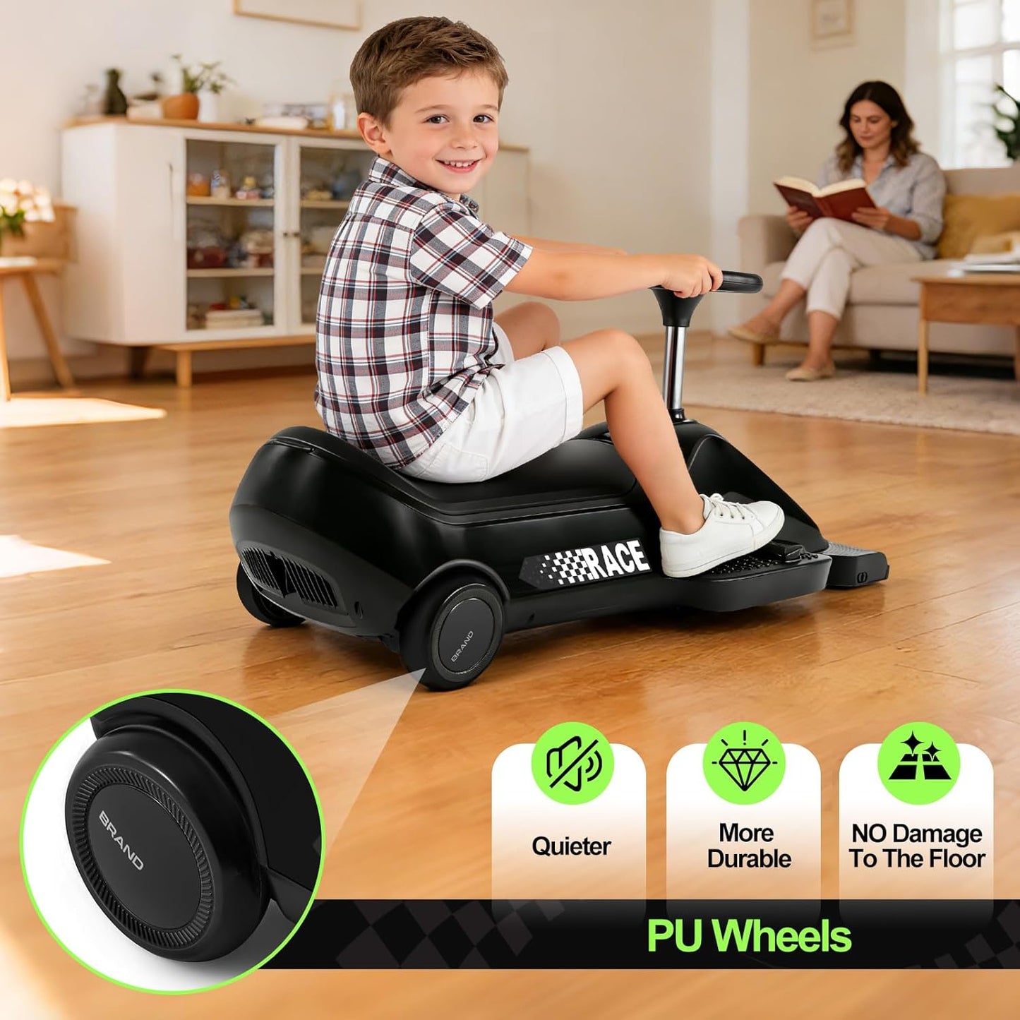 Kids Ride-On Go Kart with Vacuum Function – 12V Electric Car for Toddlers