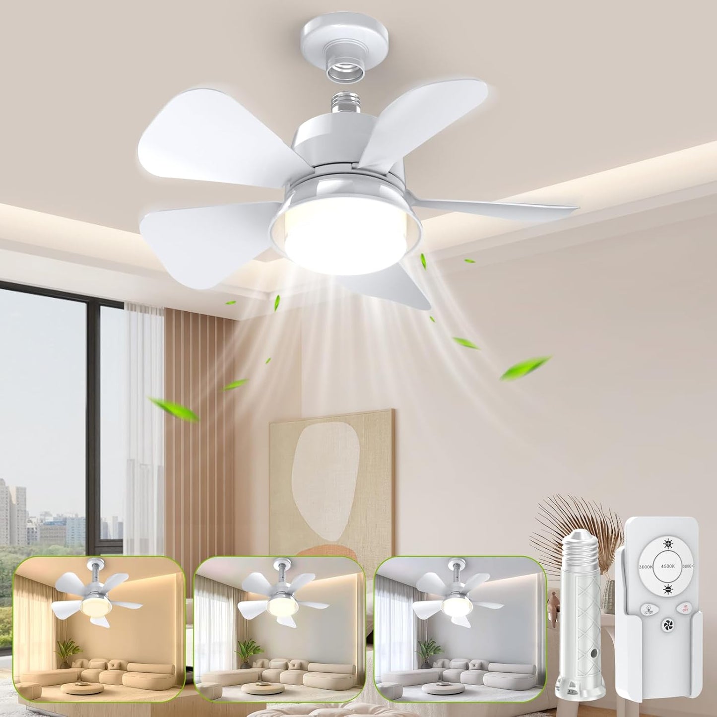 Socket Fan Light – 2-in-1 Ceiling Fan with Integrated Light and Remote Control
