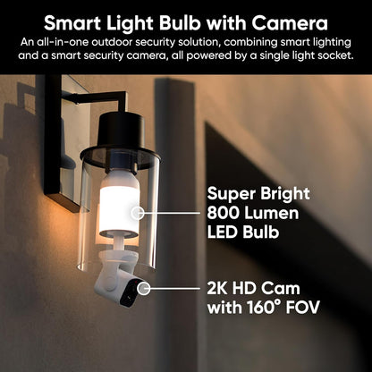 Bulb Cam Security Camera – 2K HD Smart Light Bulb Camera with Motion Detection & Night Vision