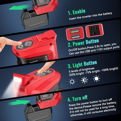 220W Portable Power Inverter for DeWALT 20V Battery