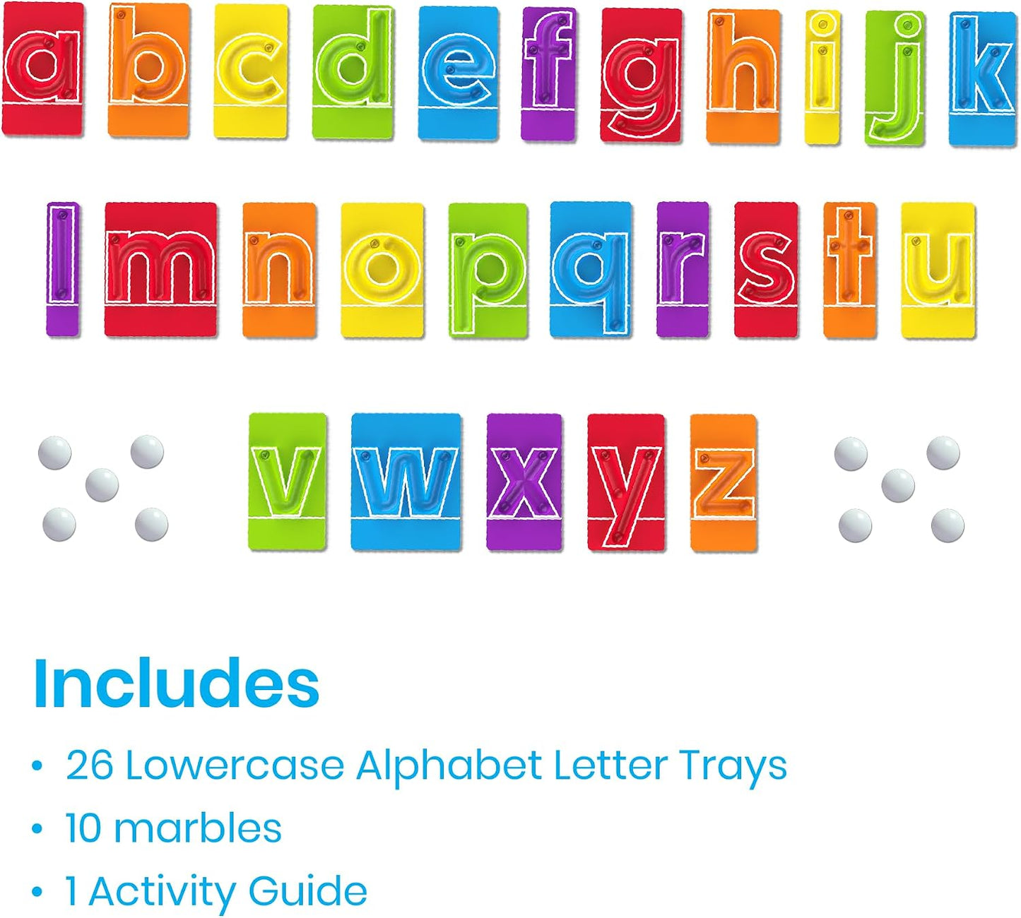 Alphabet Marble Tracing Boards – Lowercase Letter Learning Set for Preschool & Kindergarten