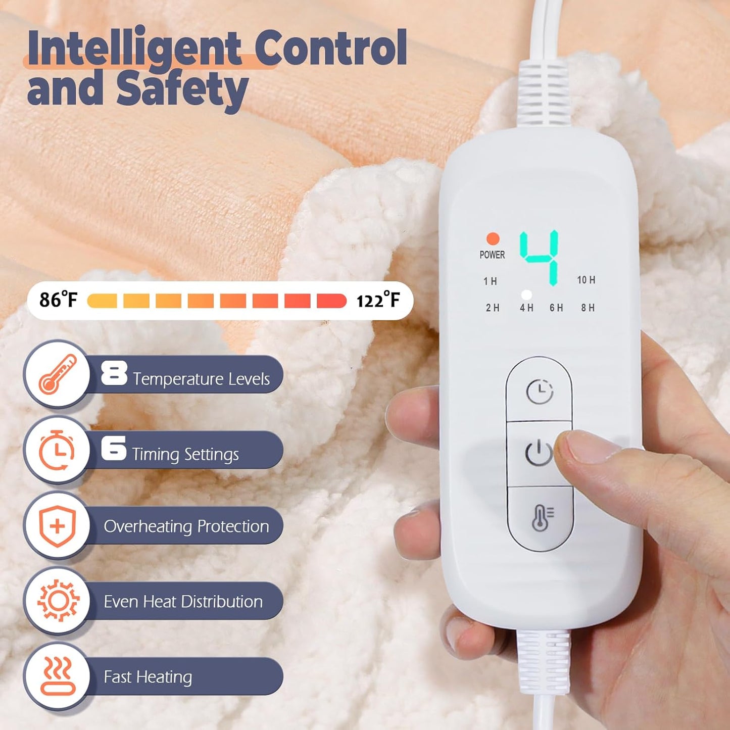 Wearable Heated Blanket with Foot Pocket – Electric Throw Blanket with Sleeves for Warmth & Comfort