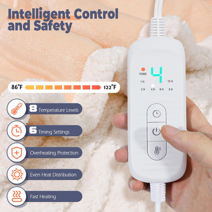 Wearable Heated Blanket with Foot Pocket – Electric Throw Blanket with Sleeves for Warmth & Comfort