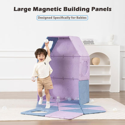 Asweets 18-Piece Magnetic Fort Building Kit for Kids 3+, Giant Modular Playhouse Panels with Built-In Magnets
