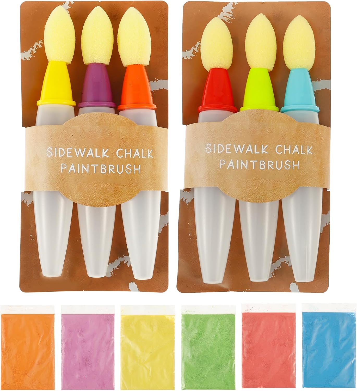6PCS Sidewalk Chalk Paint Brush Set – Washable DIY Outdoor Art Kit