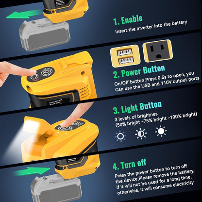 220W Portable Power Inverter for DeWALT 20V Battery