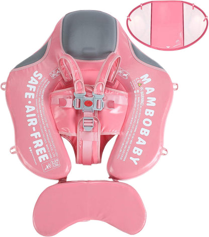 Mambobaby Baby Swim Float with Canopy – Flamingo Design Infant Swimming Trainer